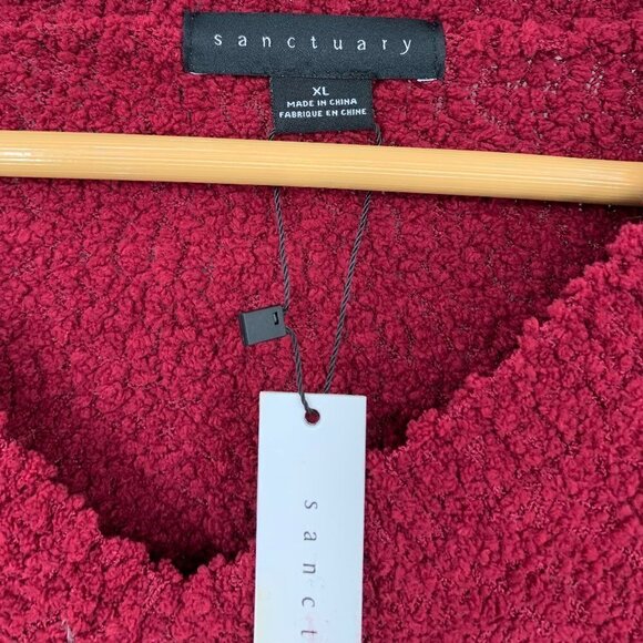 Sanctuary V-Neck Cozy Teddy Sweater In Red Garnet - Picture 5 of 7